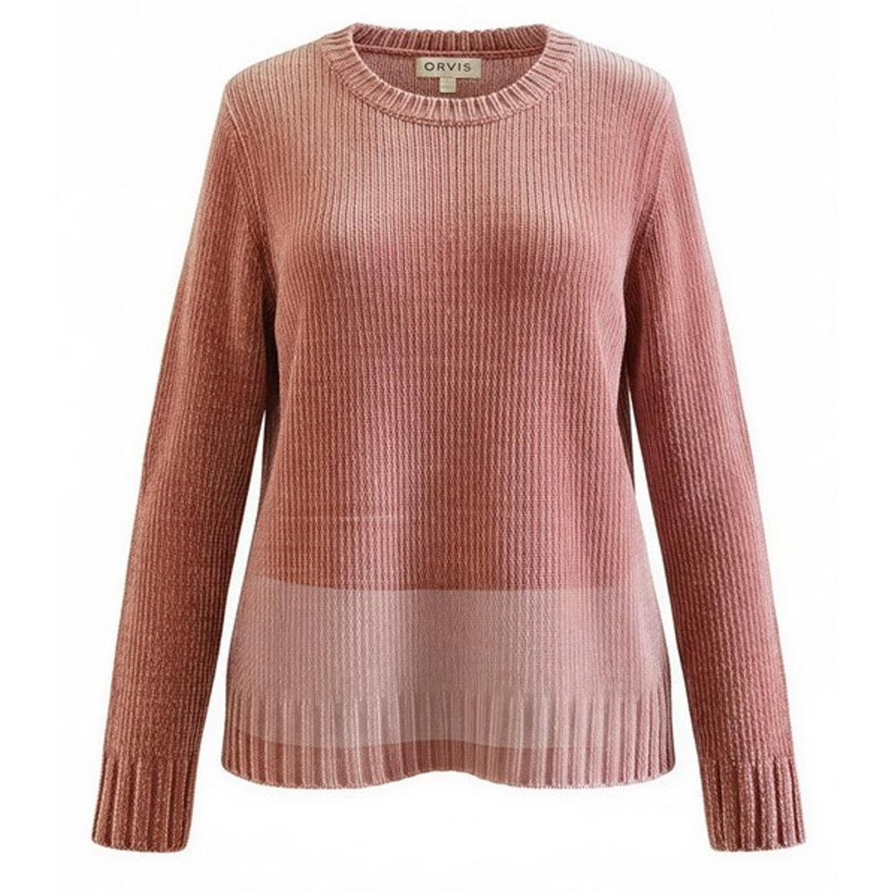 Orvis Classic Collection Sweater Womens Size Small Pink Ribbed Crewneck